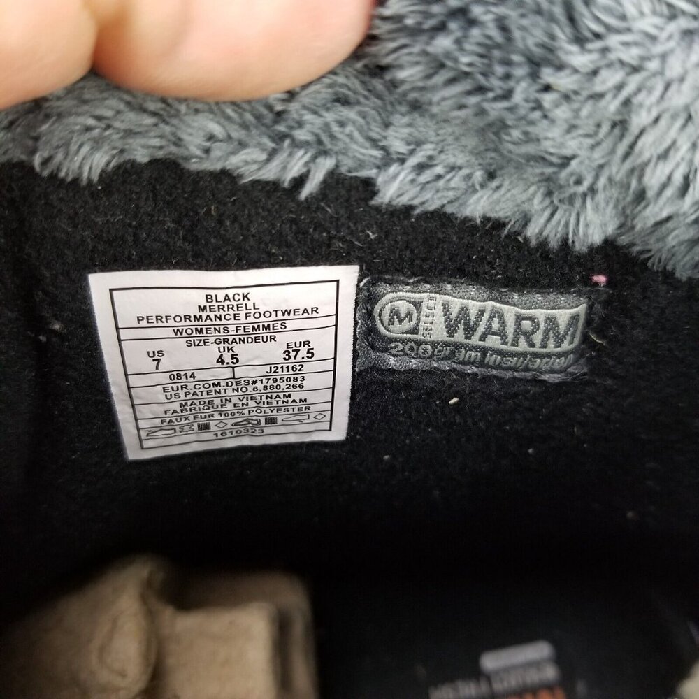✅Women's 7 Merrell Snowbound Mid Zip Waterproof Insulated Black Winter Boots NIB - Picture 3 of 11
